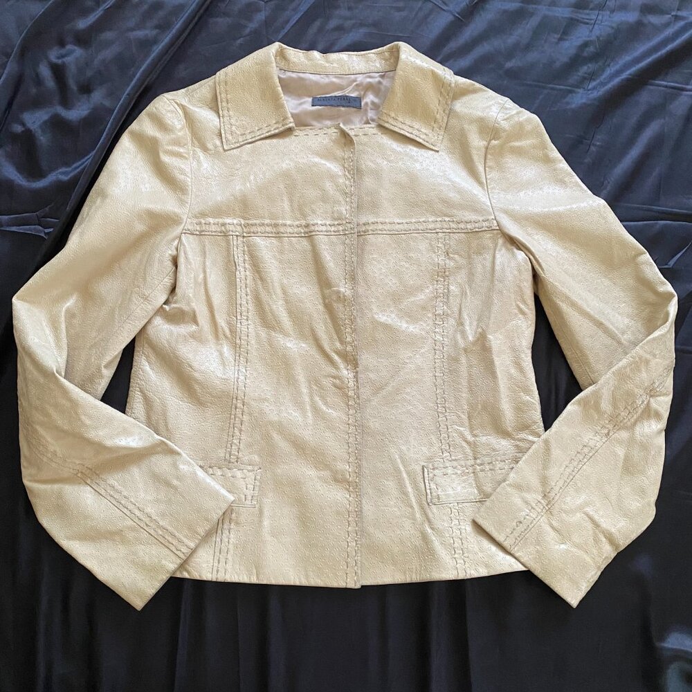 Alberta Feretti Tan Sheepskin Buttery Leather Cropped Jacket Size 8